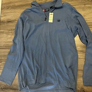 Chaps blue long sleeve pullover with zipper on collar NWT